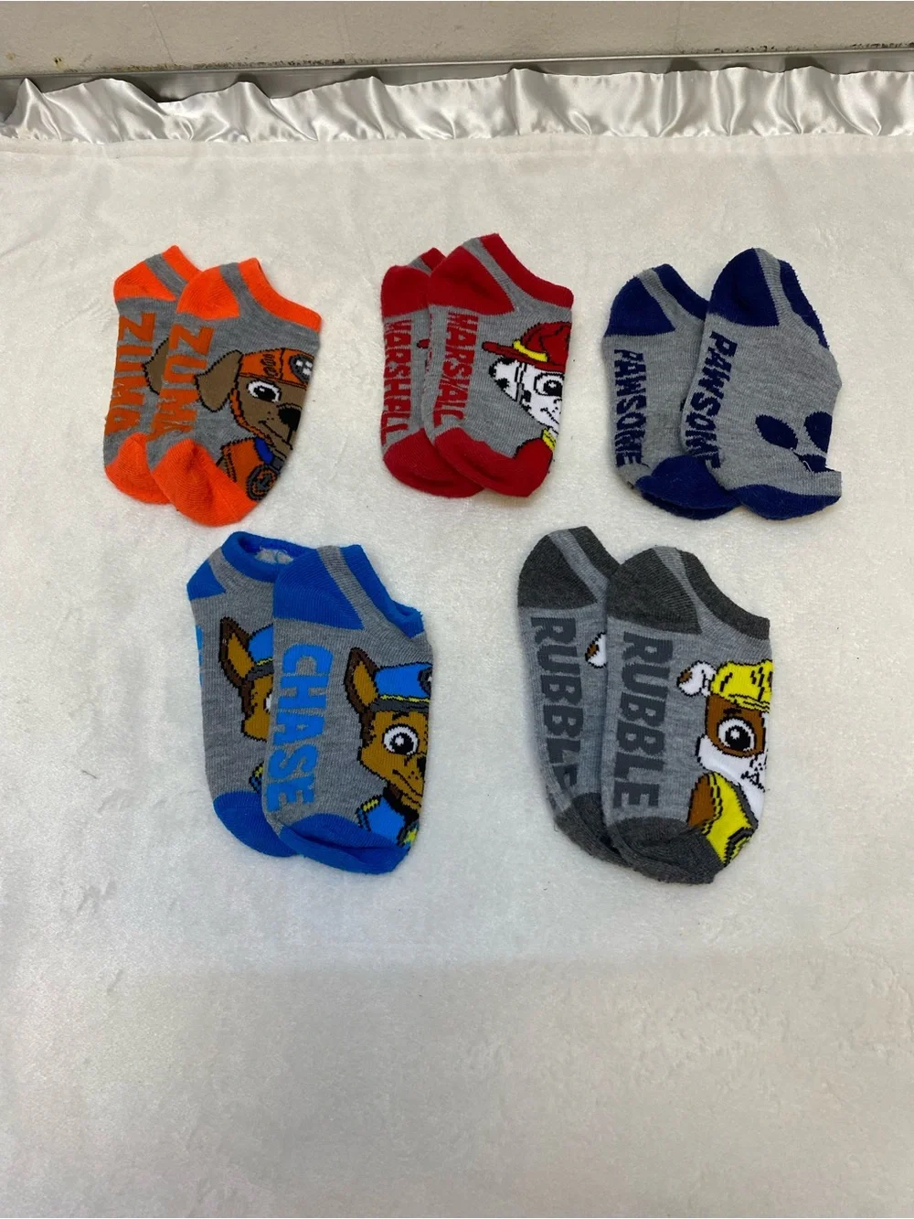 Boys 4T Paw Patrol Chase Marshall Rubble Paw Socks 5 pairs low cut